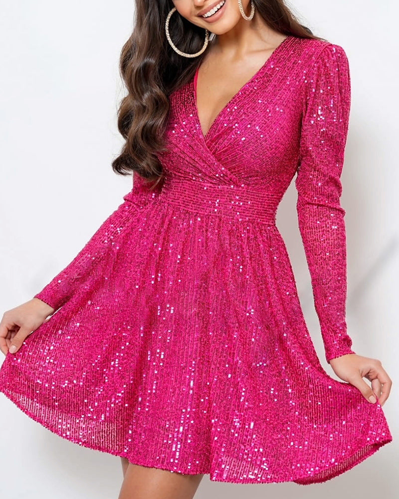 Zeagoo Elegant Glitter Sequin Mini Dress for Women Casual Going Out Summer