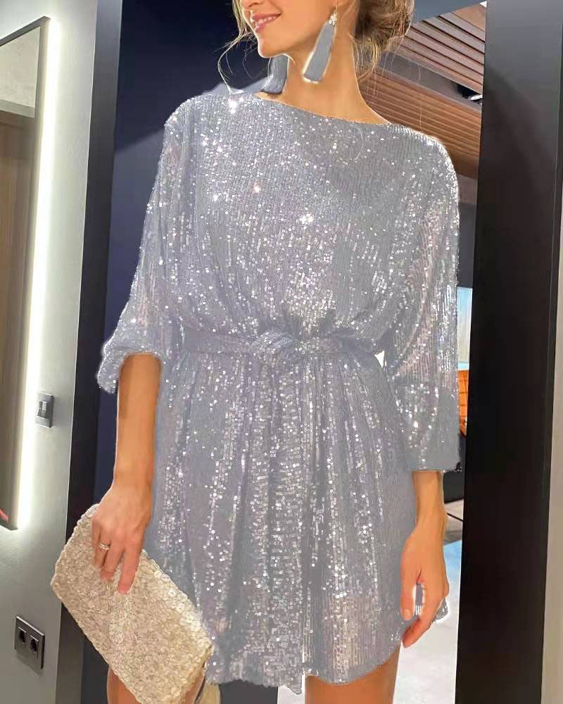 Zeagoo Women's Casual Loose Sequin Party Dress