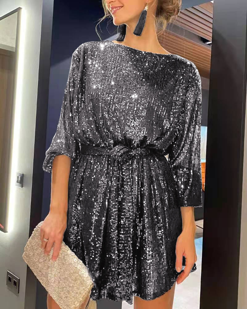 Zeagoo Women's Casual Loose Sequin Party Dress
