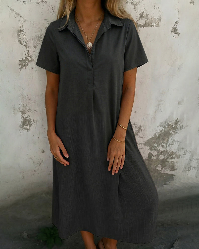 Zeagoo Women's Summer Linen Blend Button Down Shirt Dress Casual Long Sleeve Midi Dress Work Office Beach Vacation