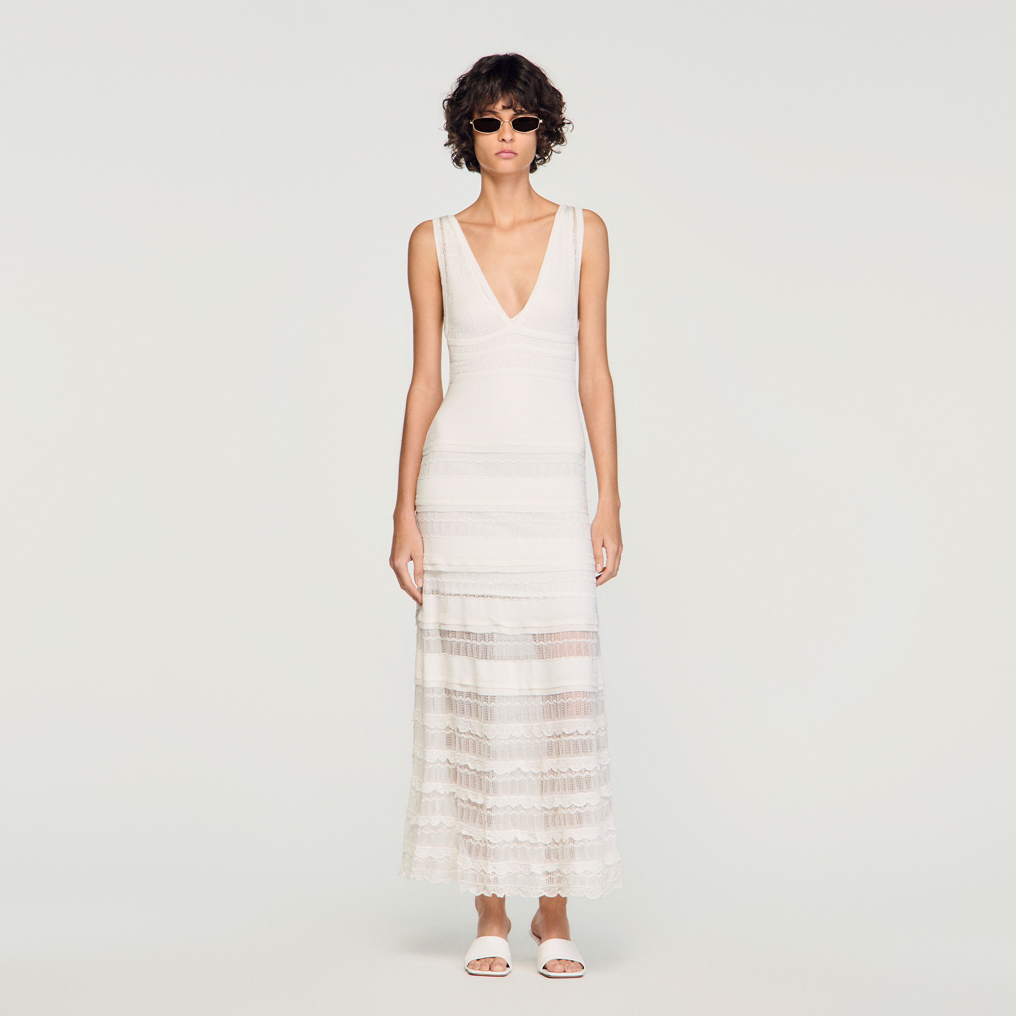 Pointelle knit maxi dress