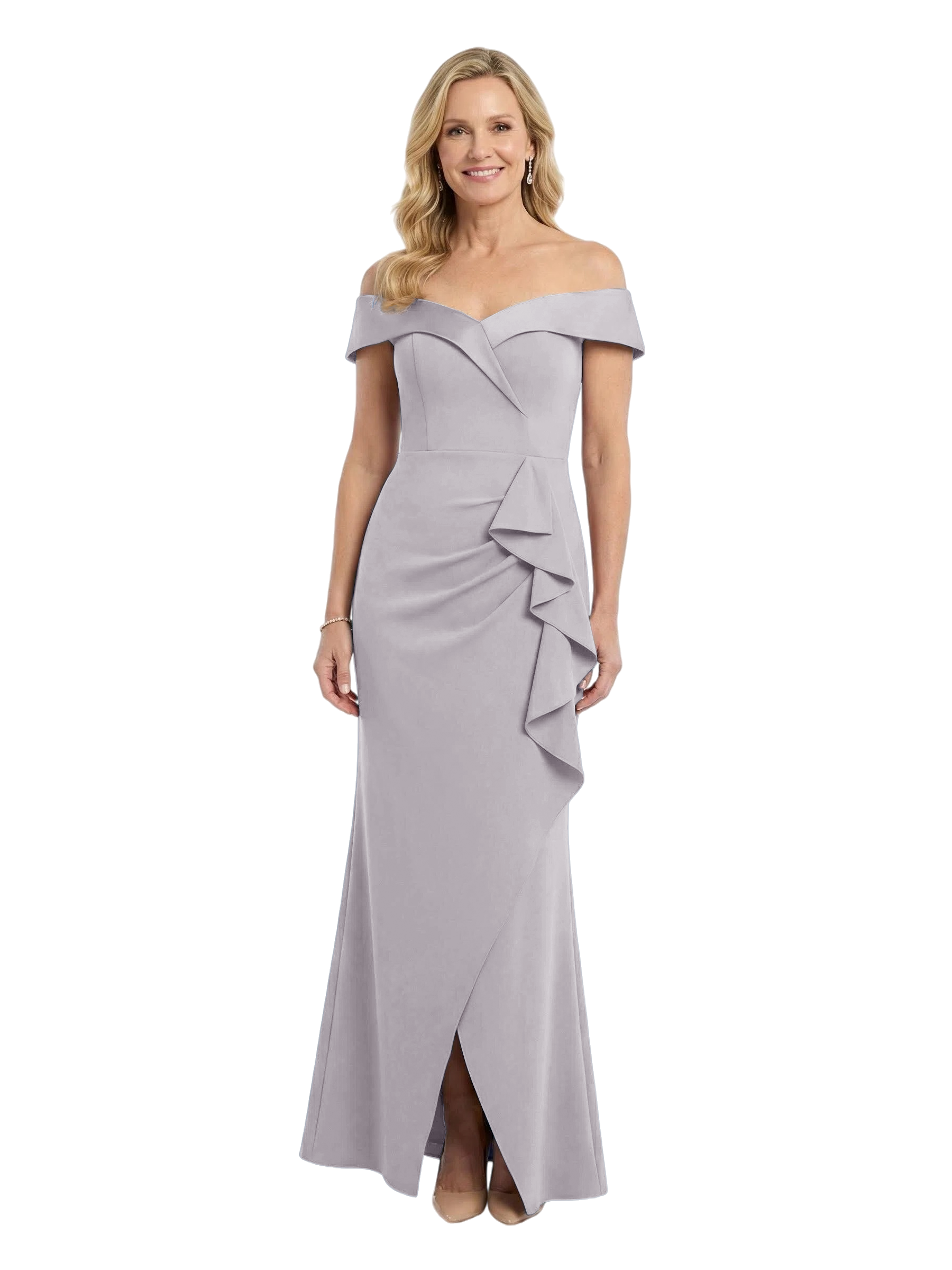 ChicSew Unique V-Neck Off Shoulder Mermaid Modern Ruffle Mother Of Groom Dress