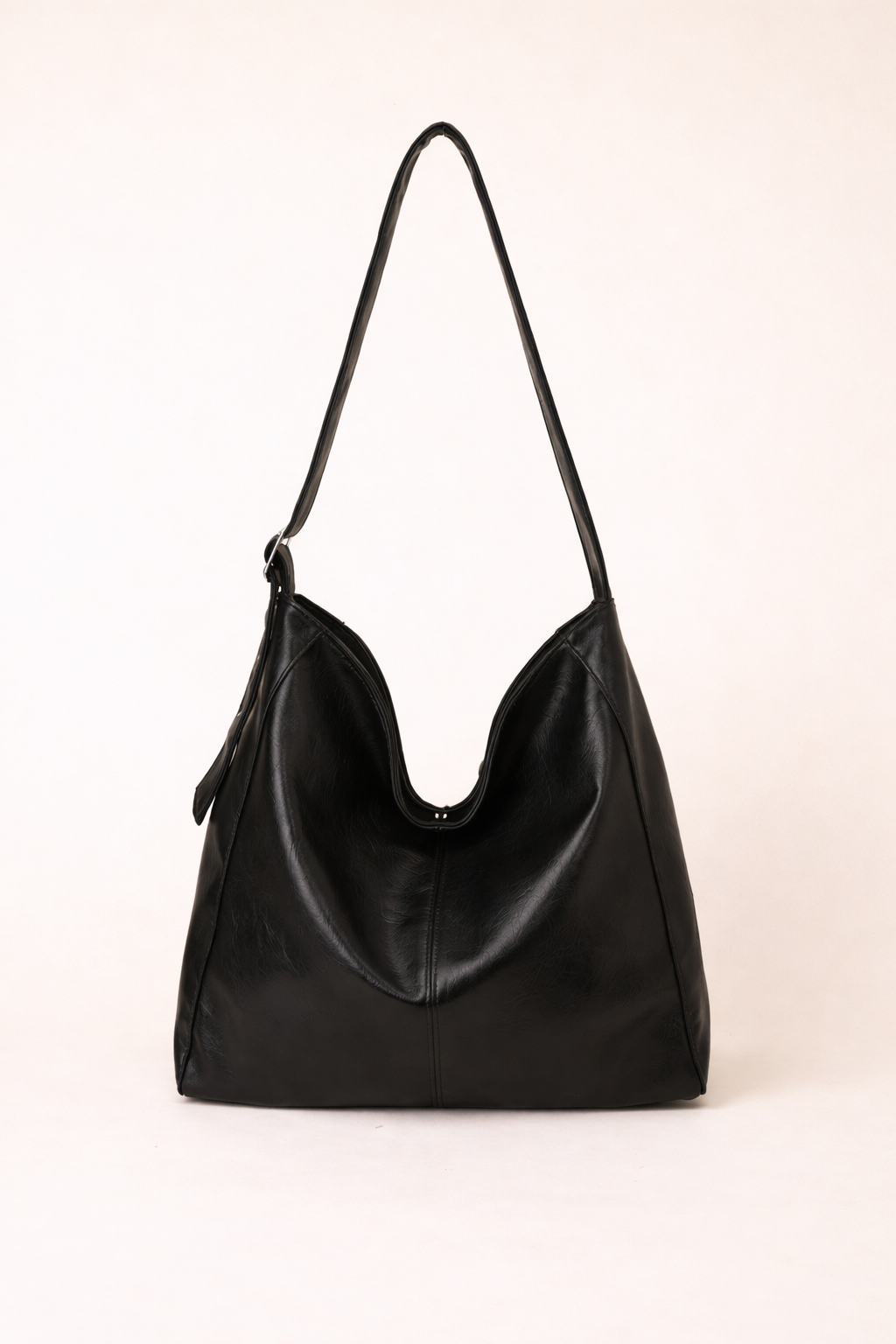 Slouchy Large Capacity Crossbody Shoulder Hobo Bag with Zipper - Black One Size