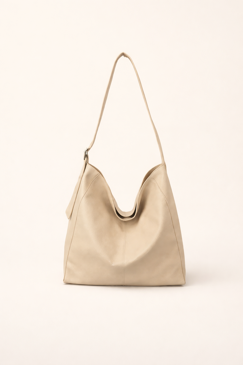 Slouchy Large Capacity Crossbody Shoulder Hobo Bag with Zipper - Ivory One Size