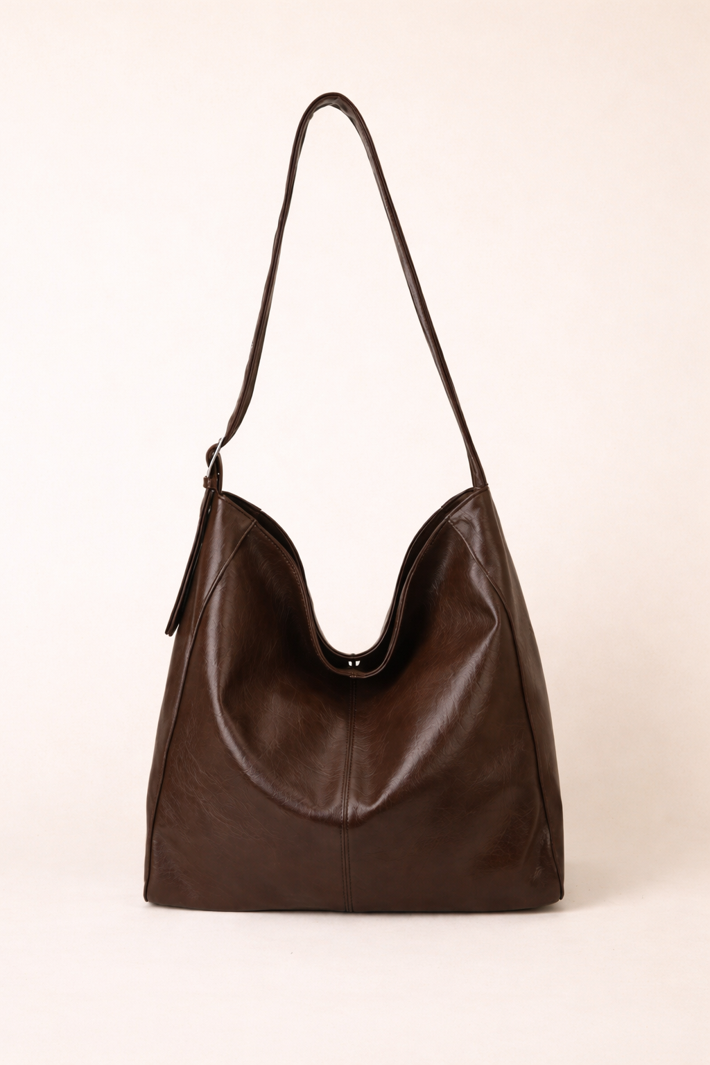 Slouchy Large Capacity Crossbody Shoulder Hobo Bag with Zipper - Coffee One Size