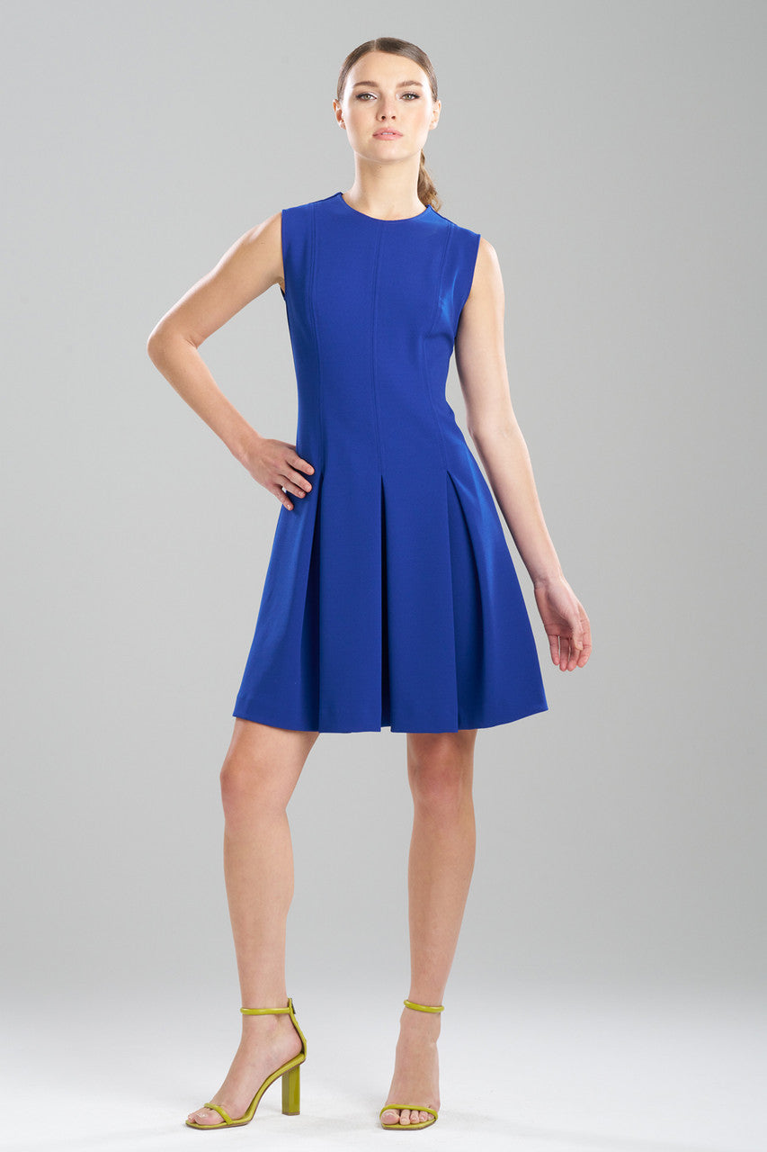 Solid Knit Crepe Pleated Dress