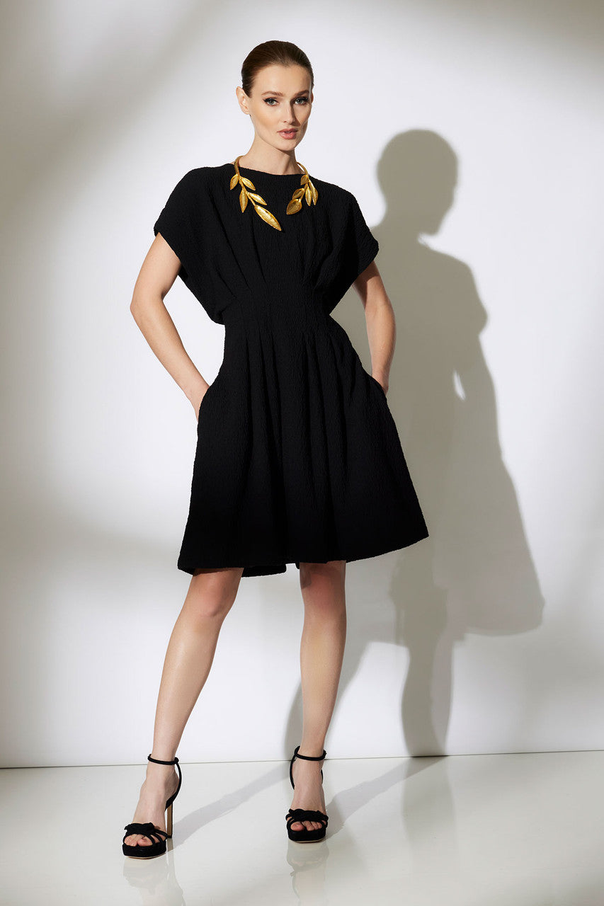 Stretch Texture Jacquard Pleated Dress