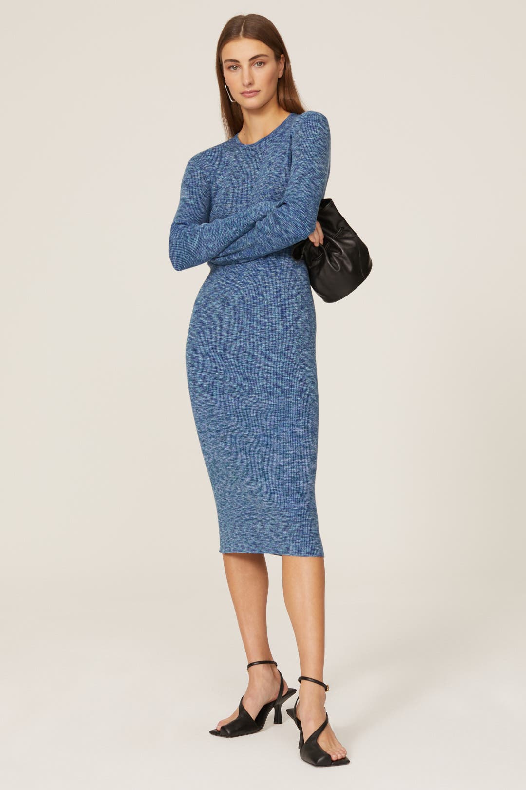 Tibi Combed Cotton Knit Dress Blue