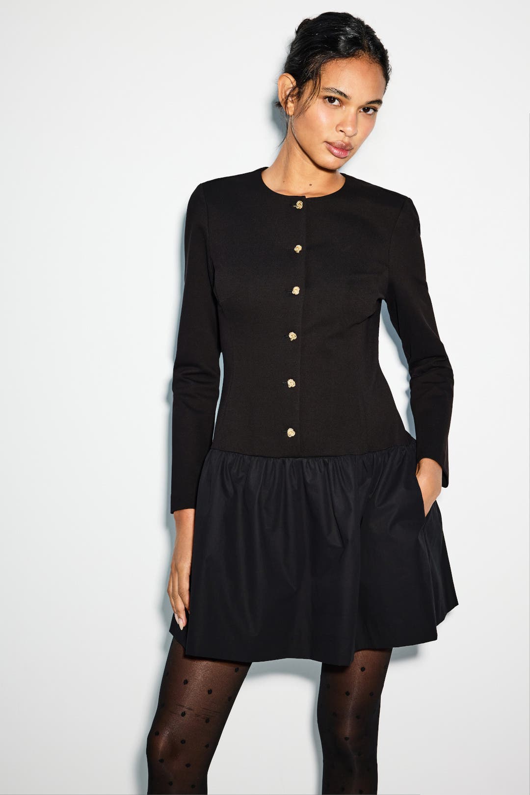 Ted Baker London Ponte Dress With Ruffle Combo Black