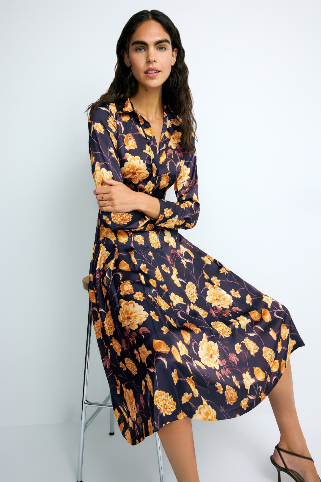 Ted Baker London Button Down Pleated Dress Blue-multicolored-print