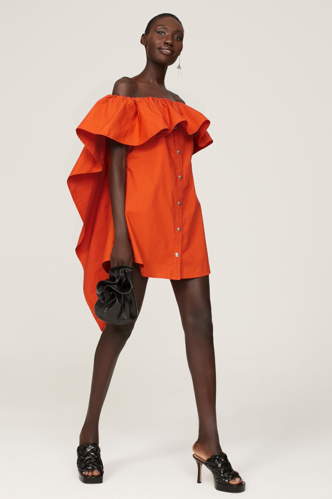 Thebe Magugu Off The Shoulder Dress Orange