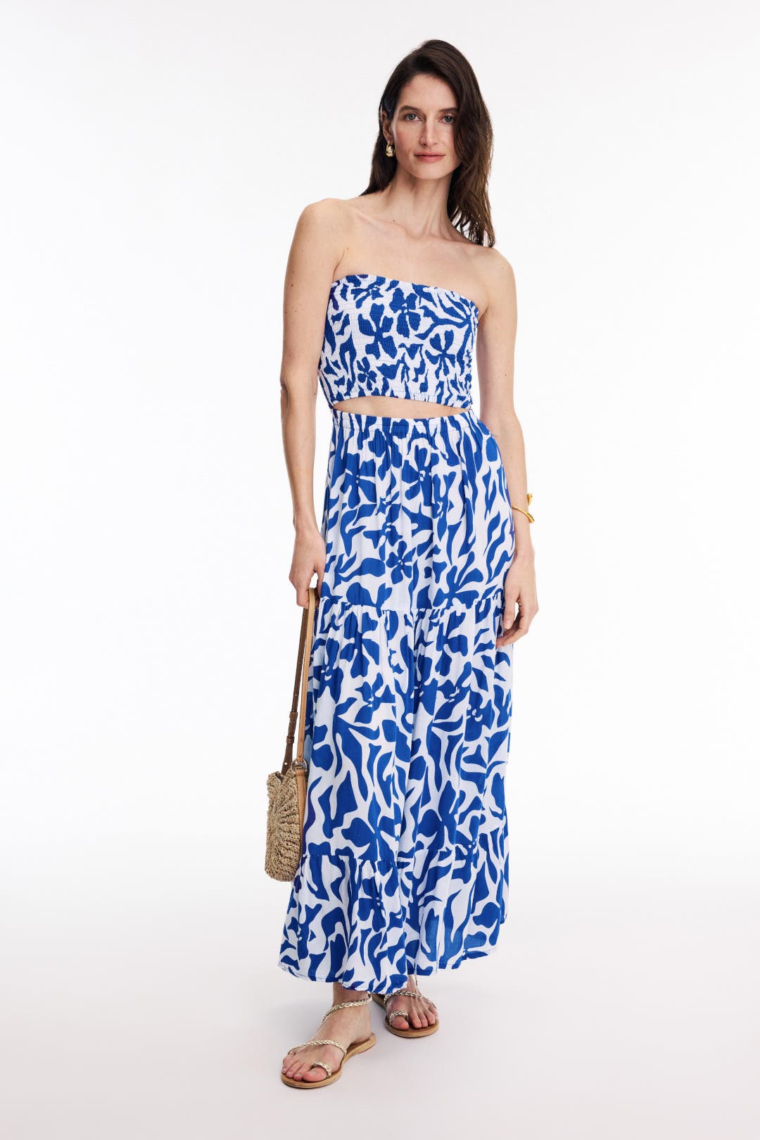 Tiare Hawaii Boracay Beach Cover-Up Maxi Dress Blue-white-print