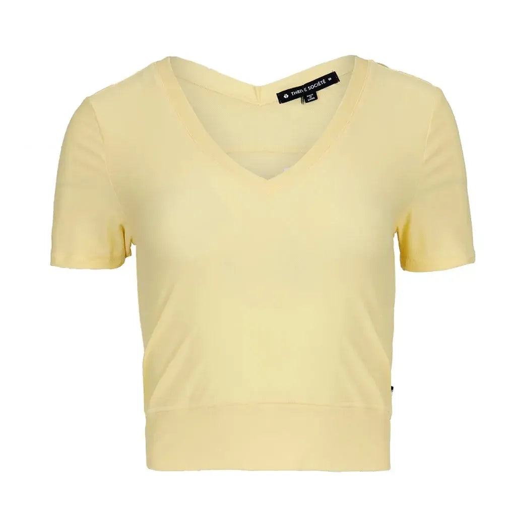 Women's Double-V Crop Tennis Top - S MERINGUE