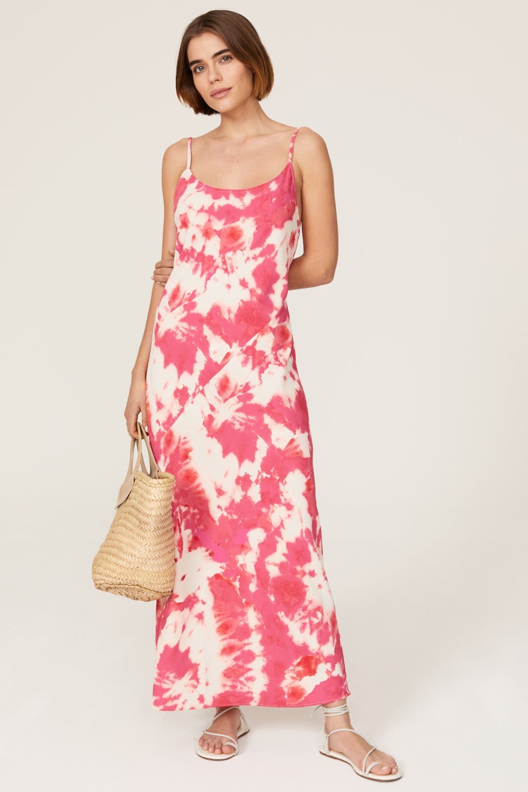 Thakoon x RTR Tie Dye Slip Dress Pink-white-print