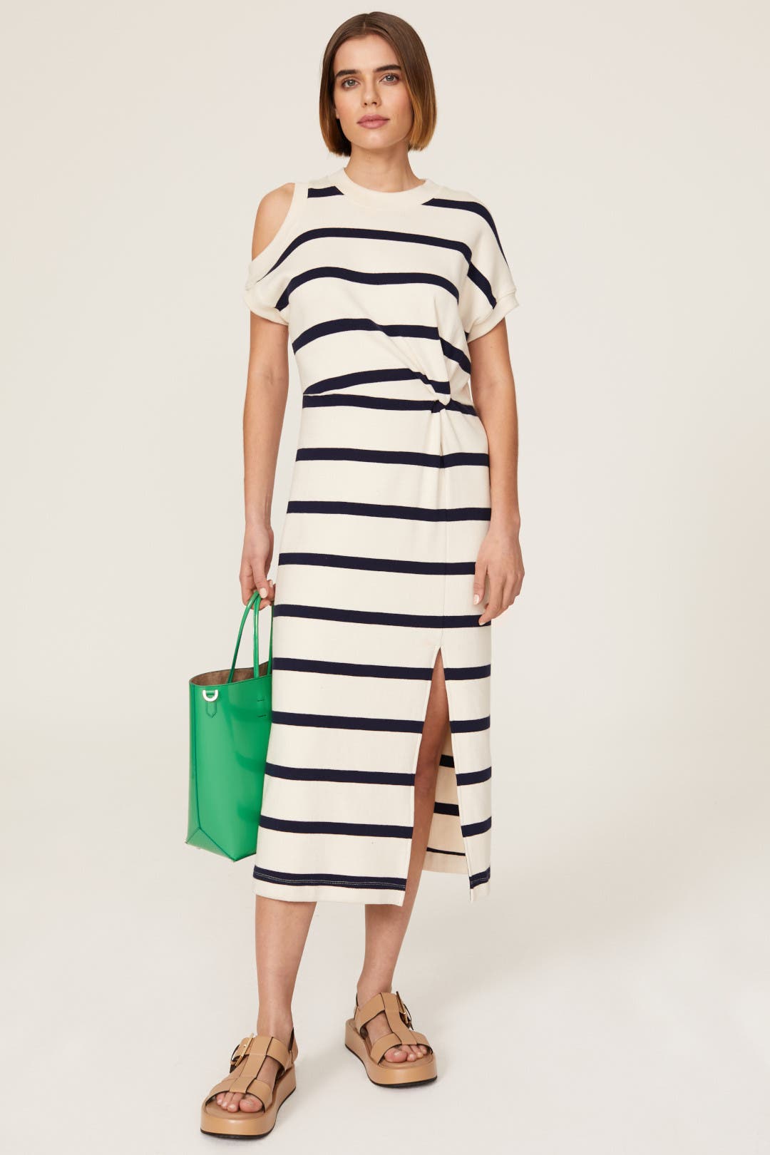 Tanya Taylor Charlie Stripe Dress White-blue-print