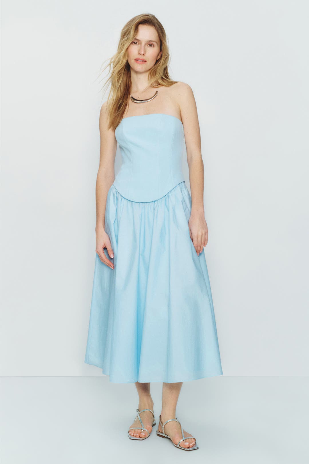 Toccin Corset Midi Dress Blue