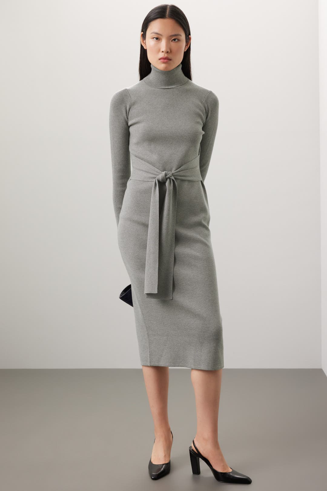 Toccin Knit Tie Front Dress Grey