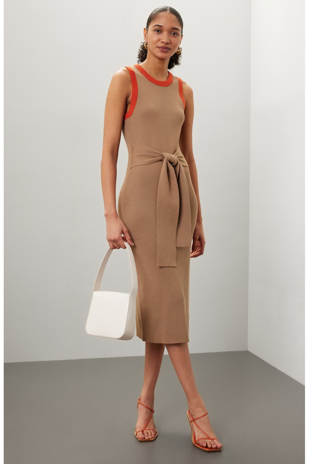 Toccin Colorblocked Midi Dress Brown-orange