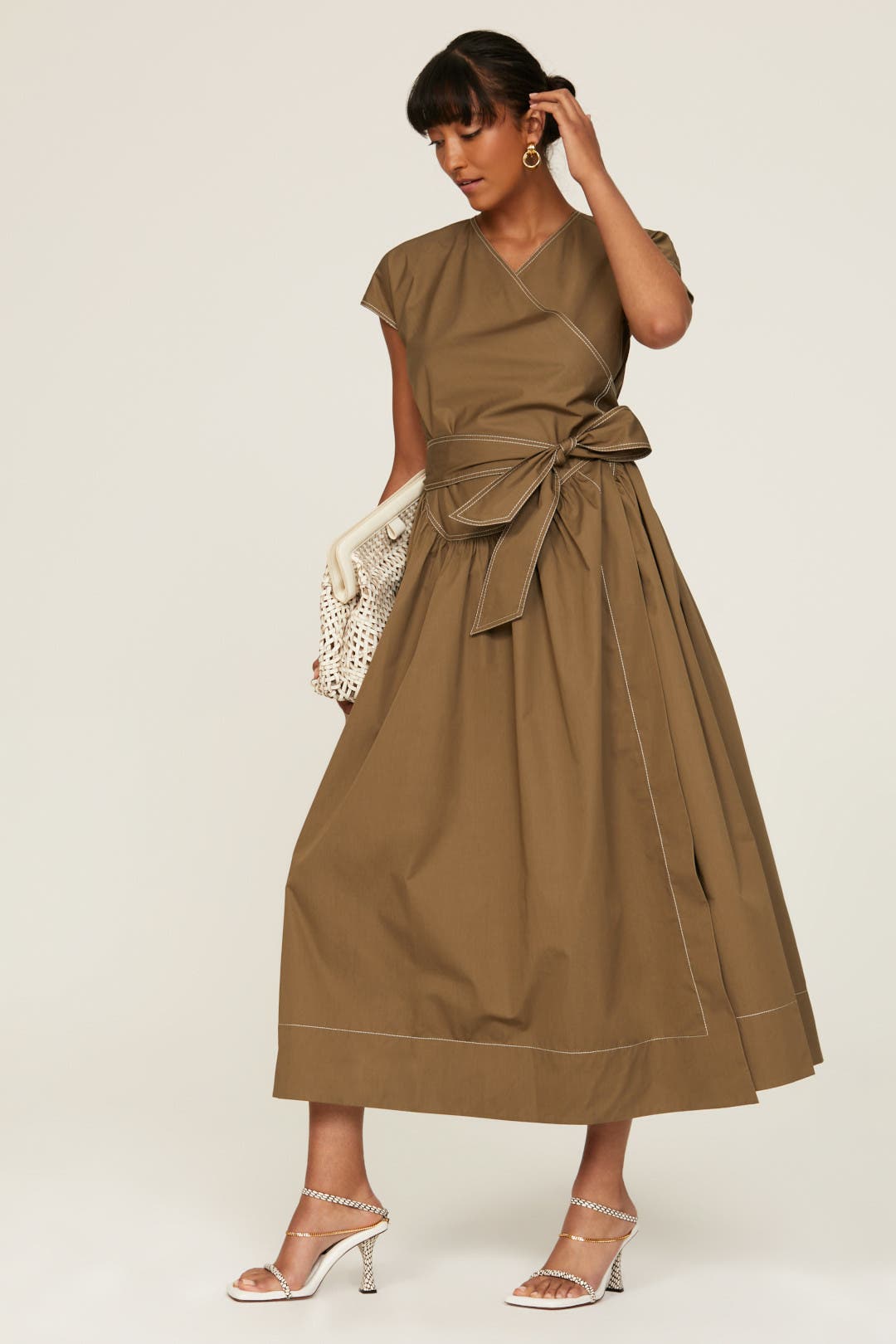 Tory Burch Poplin Wrap Dress Brown