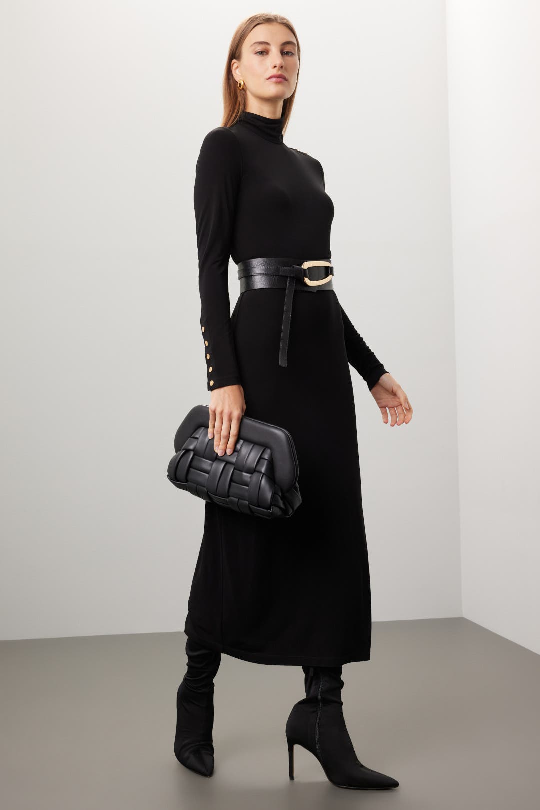 Tory Burch Jersey Turtleneck Dress Black