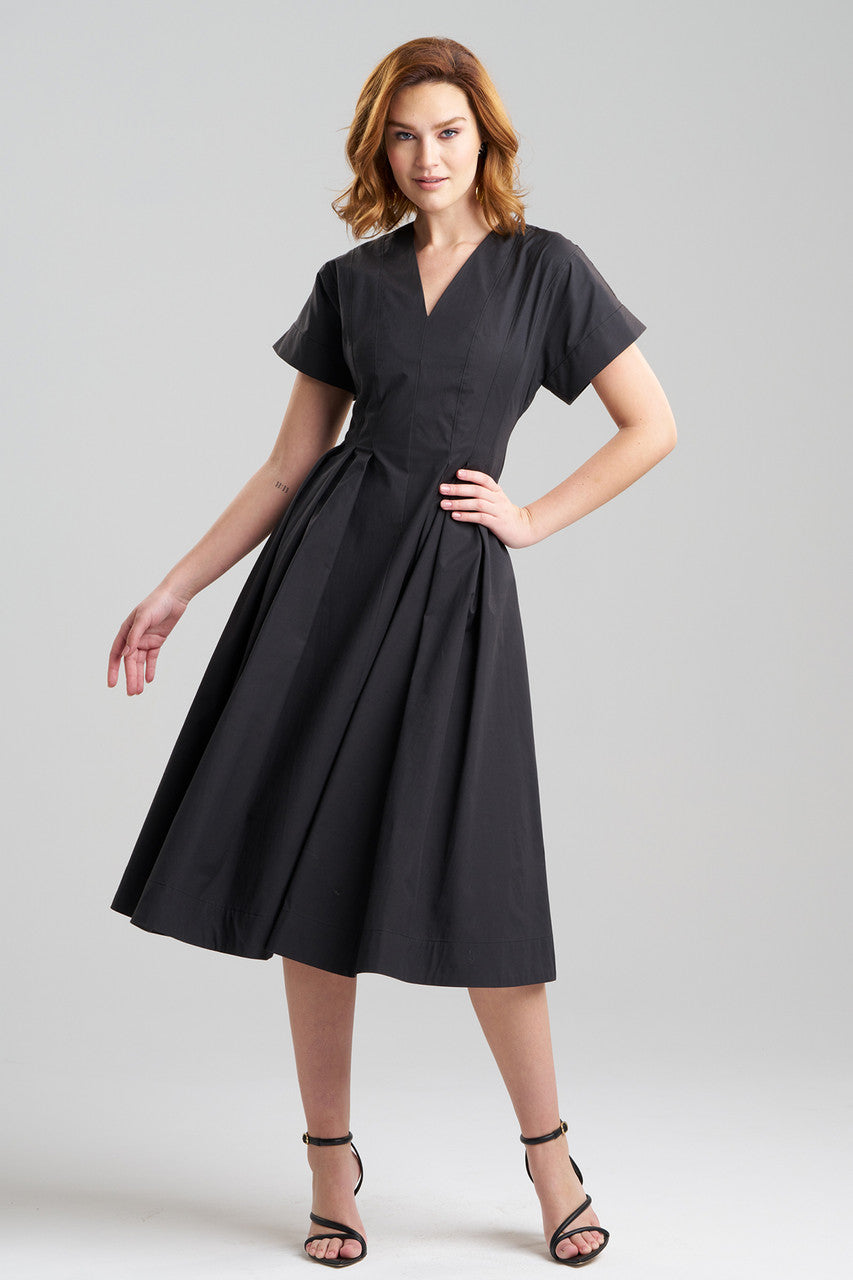 Tech Cotton Taffeta Pleated Dress