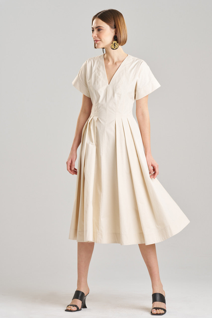 Tech Cotton Taffeta Pleated Dress