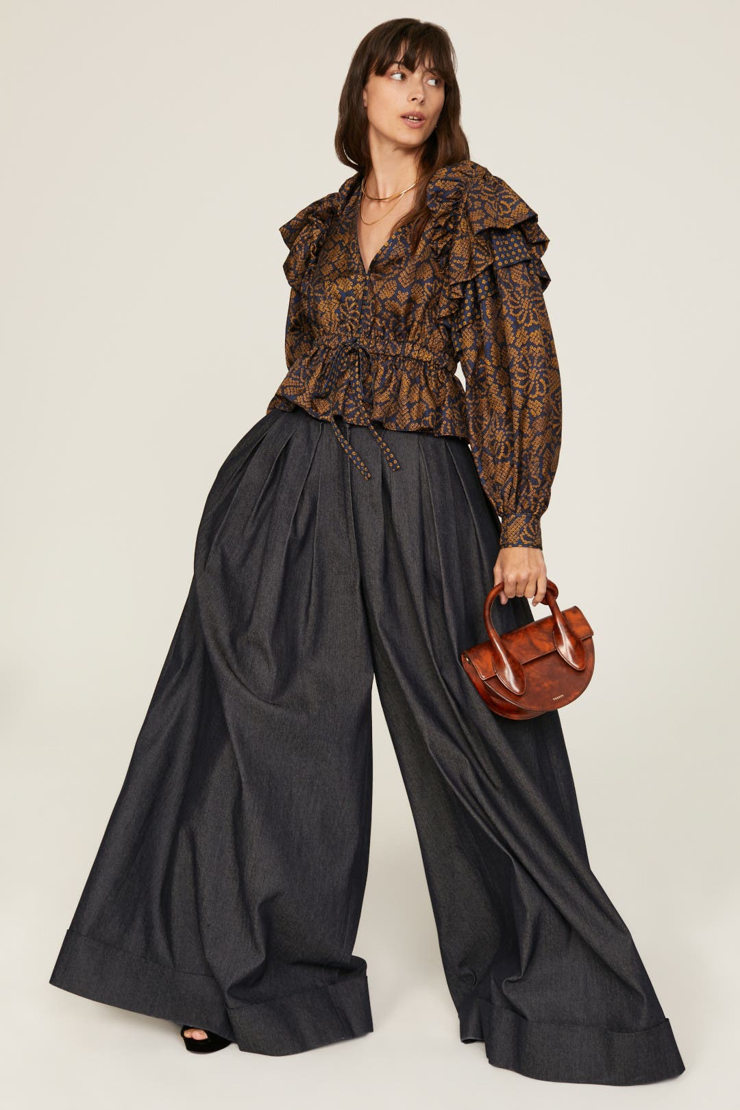 Ulla Johnson Indra Blouse Brown-blue-print