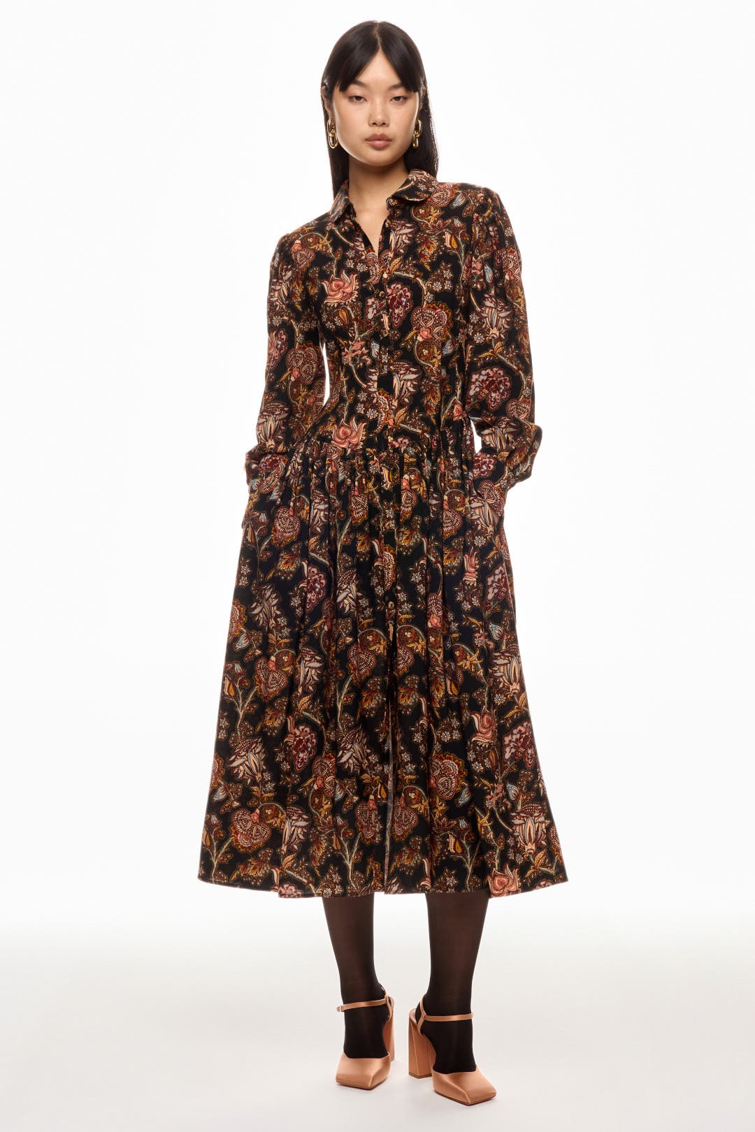 Ulla Johnson Celia Paisley Collared Dress Black-red-print