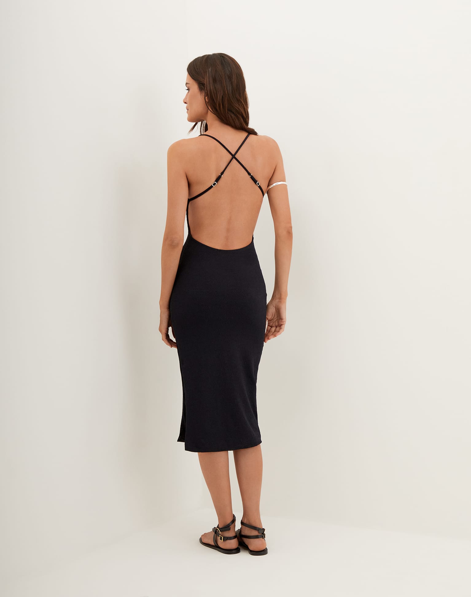 S - Sale Firenze Isabela Midi Dress - Black, Size: