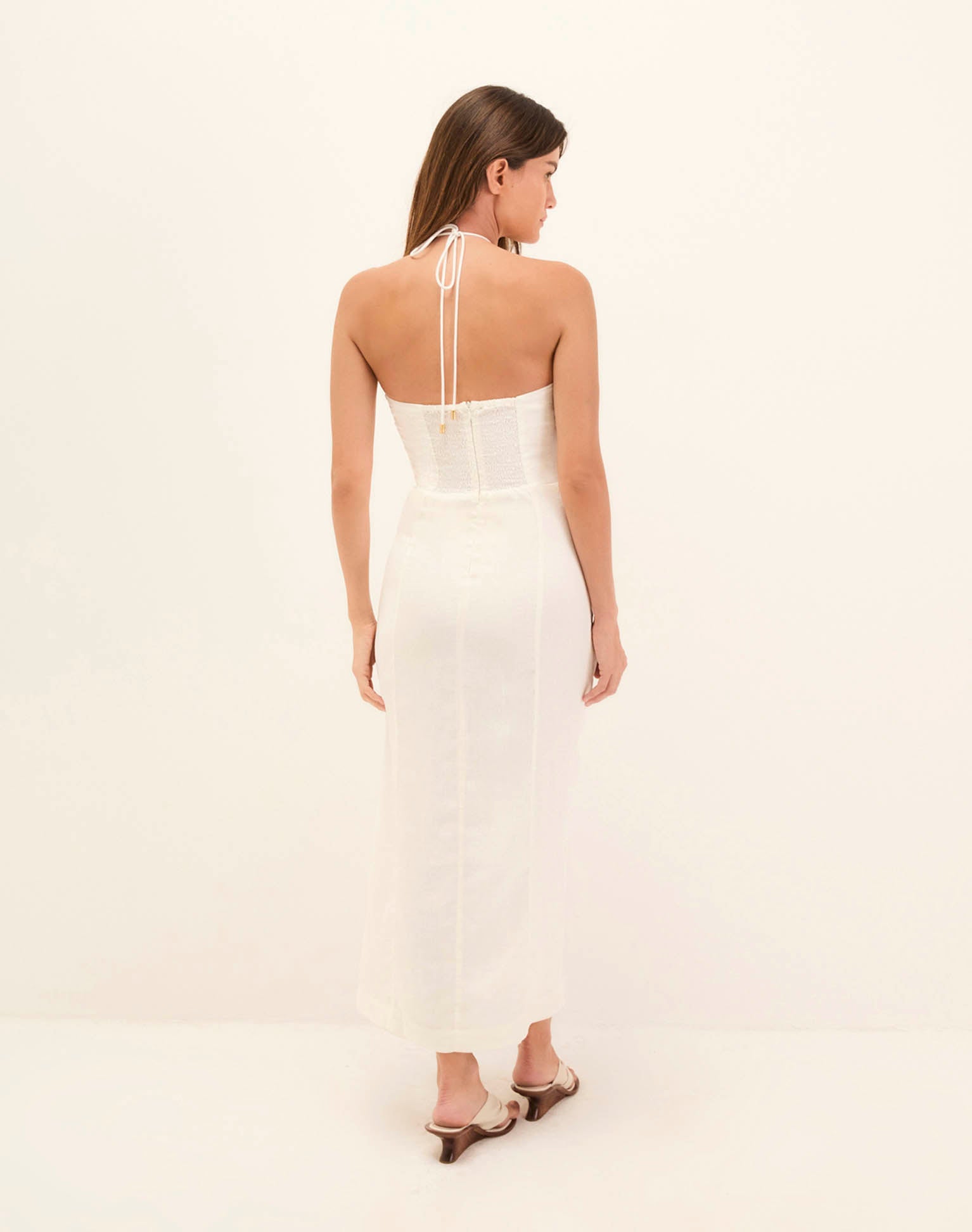 S Arden Midi Dress - Off White, Size: