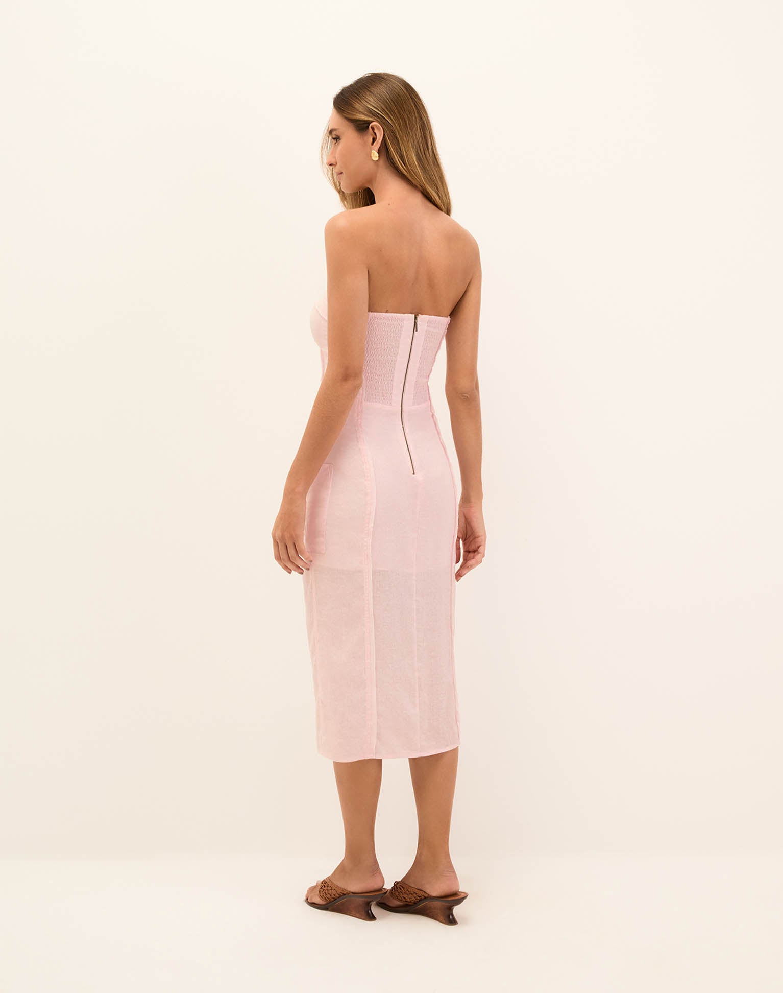 S Nadia Midi Dress - Rosewater, Size: