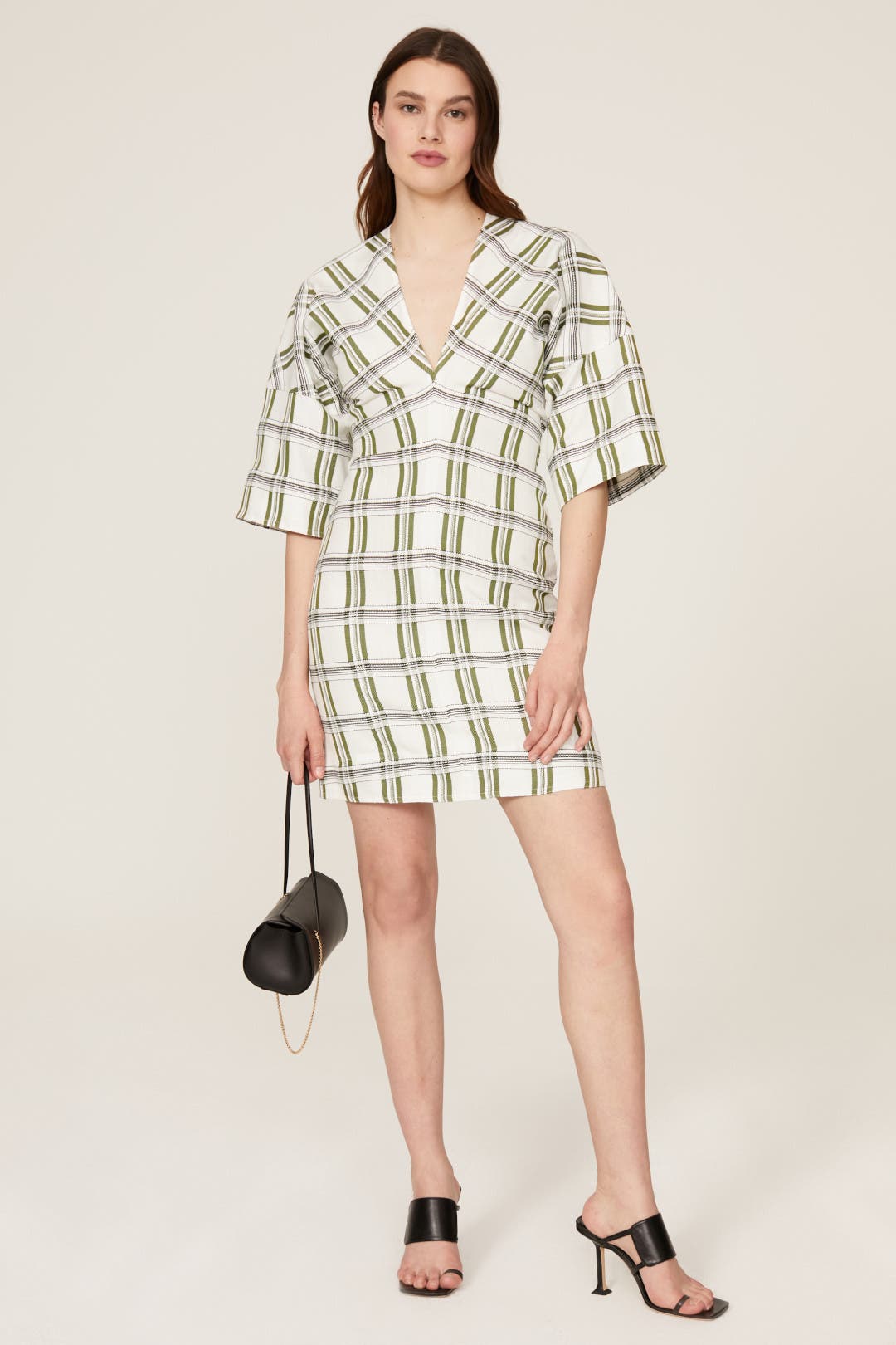 Victoria Beckham Deep V Shirt Dress Multicolored-cream-print