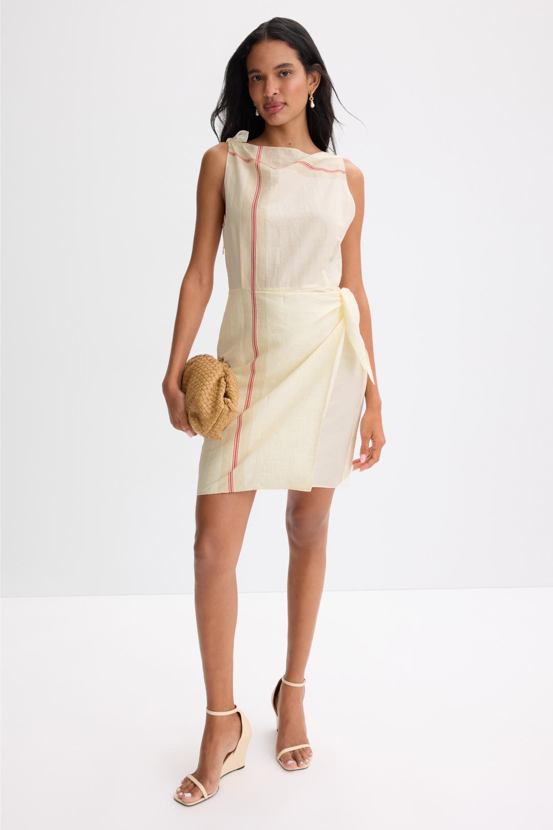 Vince. Handkerchief Stripe Wrap Dress White-orange-print