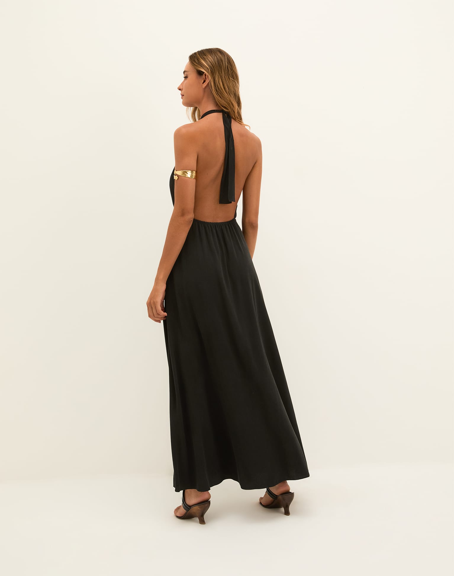 P Joy Long Dress - Black, Size: