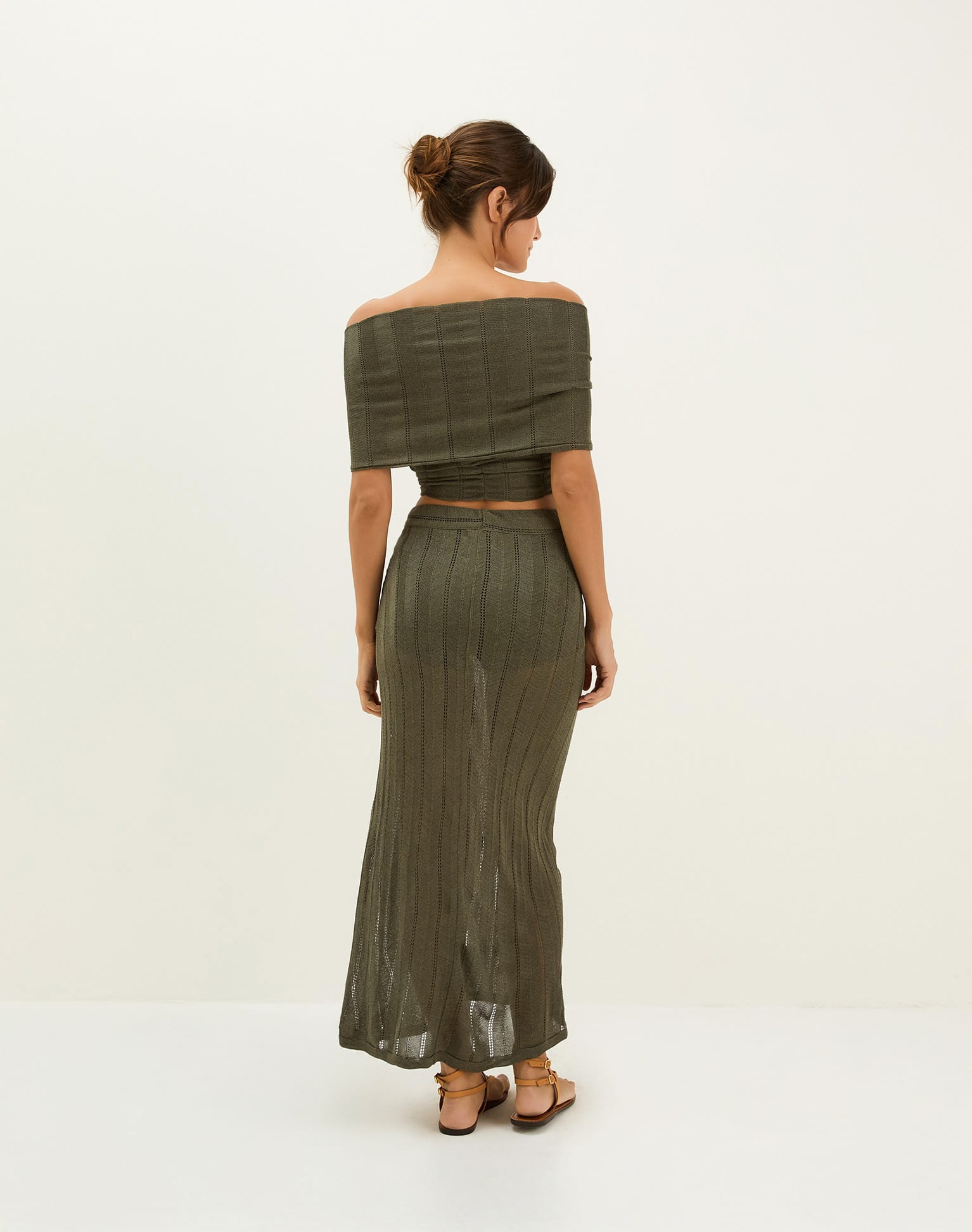 P BB - Sale Knit Solaro Bardot Top - Evergreen, Size: