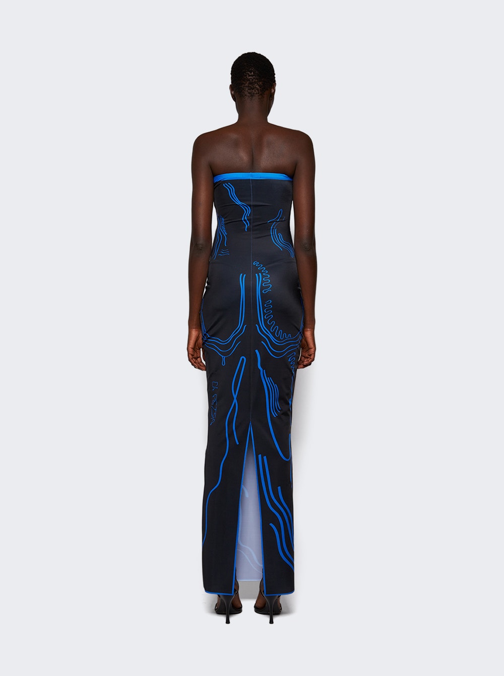 Venus Shell Long Sheer Dress Black And Blue