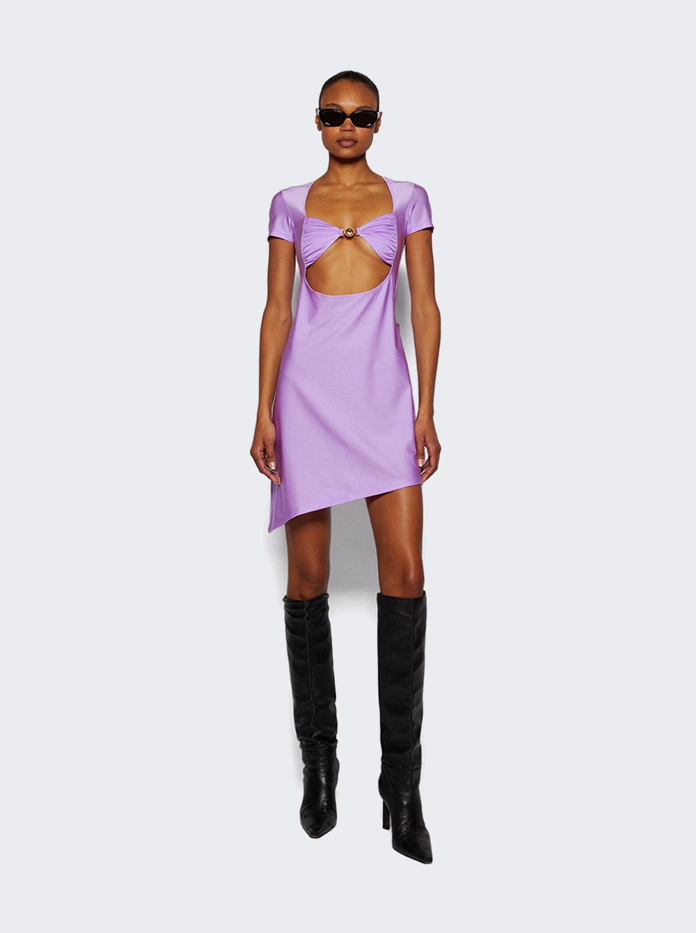 Draped Jersey Open Chest Dress Sweet Lilac