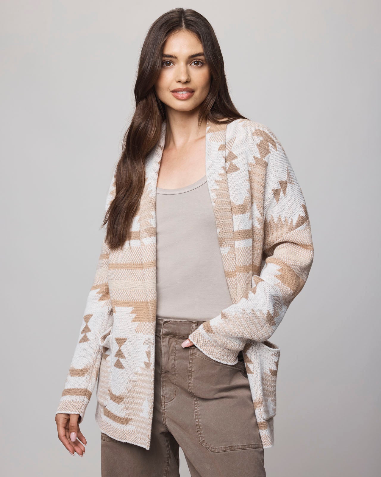Splendid - Cierra Cardigan - Burnt Orange Aztec
