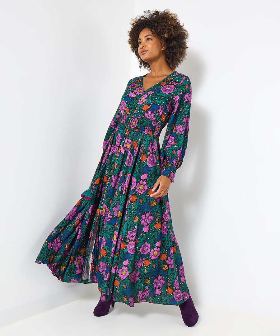 Women's Whimsical Wonders Floral Maxi Dress - Size - Black - by Joe Browns