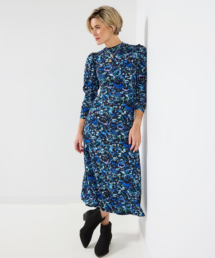 Women's Petite Stella Floral Jersey Maxi Dress - Size - Blue - by Joe Browns