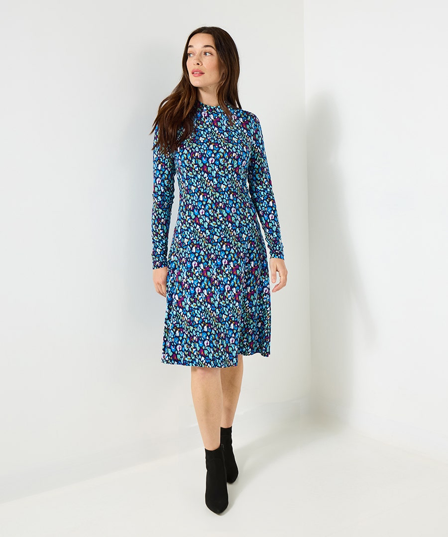 Women's Intelligent Animal Print Jersey Dress - Size - Blue - by Joe Browns