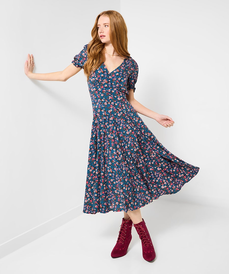 Women's Tiah Ditsy Tea Dress - Size - Blue - by Joe Browns