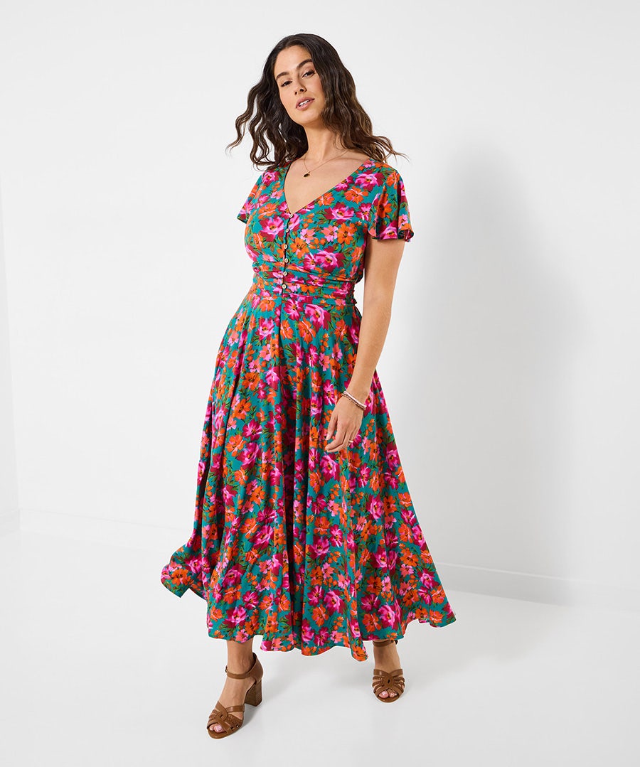 Women's Petite Lara Floral Maxi Dress - Size - Teal - by Joe Browns