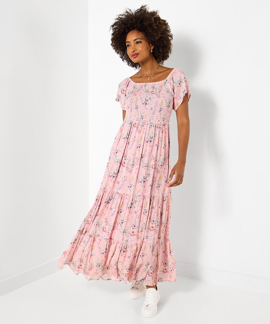 Women's Beautiful Butterfly Print Crinkle Dress - Size - Pink - by Joe Browns