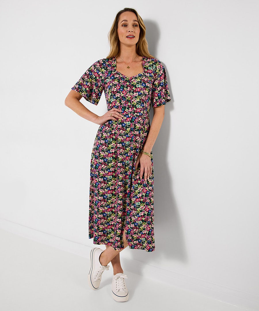 Women's Fabulous Floral Jersey Dress - Size - Black - by Joe Browns