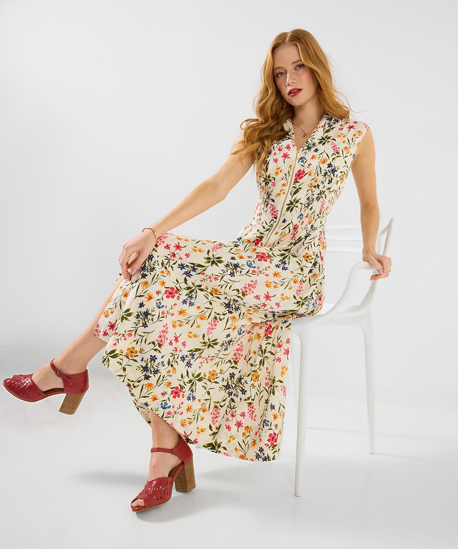 Women's Jemima Floral Cotton Dobby Dress - Size - White - by Joe Browns