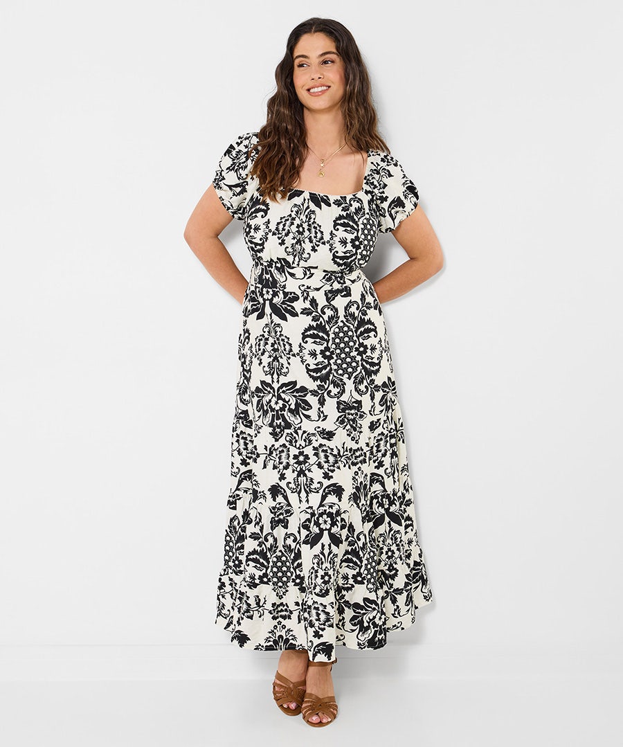 Women's Serena Printed Maxi Dress - Size - Black - by Joe Browns