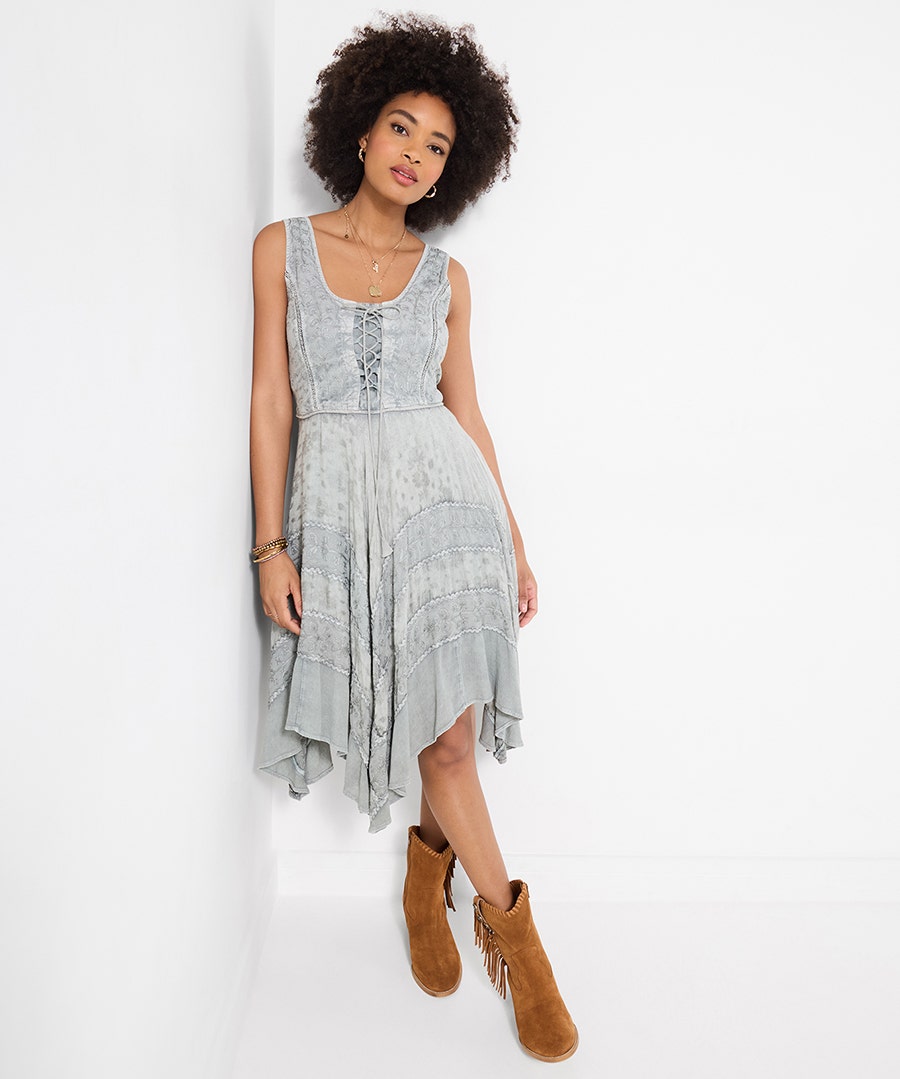 Women's Evie Jacquard And Embroidered Dress - Size - Grey - by Joe Browns