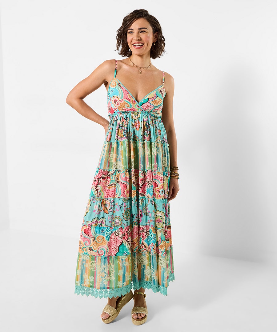 Women's Petite Summer Solstice Tiered Maxi Dress - Size - Blue - by Joe Browns