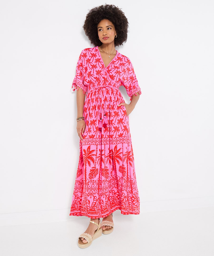 Women's Perfect Palms Maxi Dress - Size - Pink - by Joe Browns